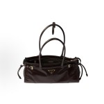 PRADA Bonnie brand logo zipper opening single-shoulder handbag, medium size for women, dark brown